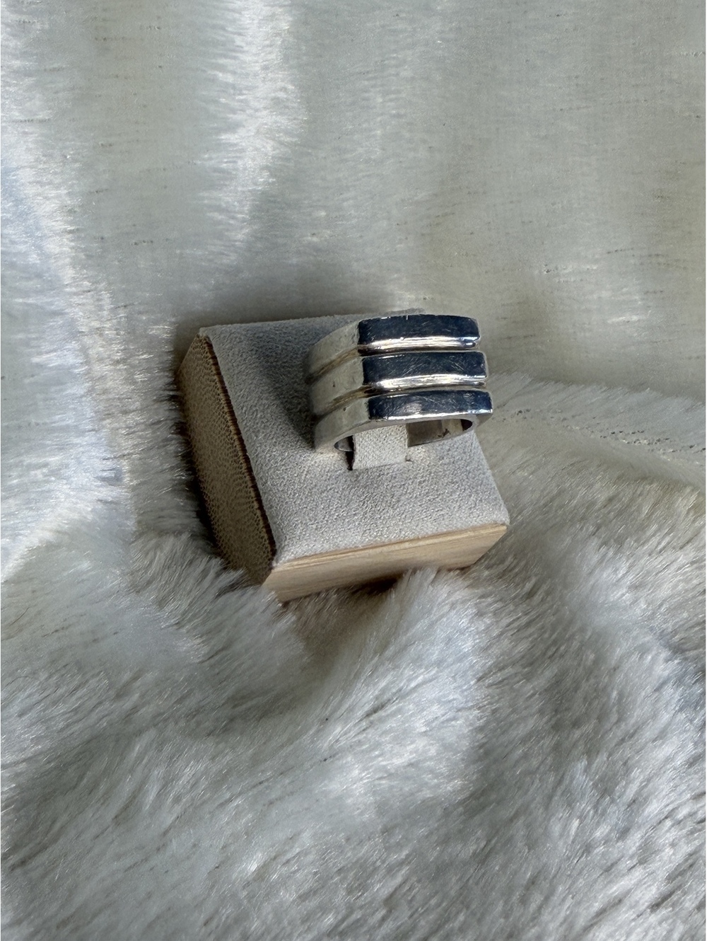 Vintage Silpada Sterling Silver Heavy Square Triple Wide Band Ring XR214 sz. 7.5